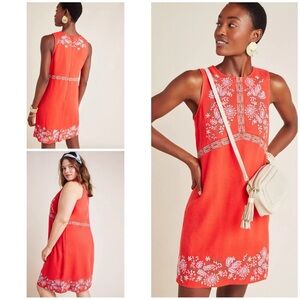 Anthropologie Floral Embroidered Shift Dress